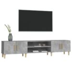 Meuble TV gris béton 180x31,5x40 cm bois d'ingénierie – Image 2