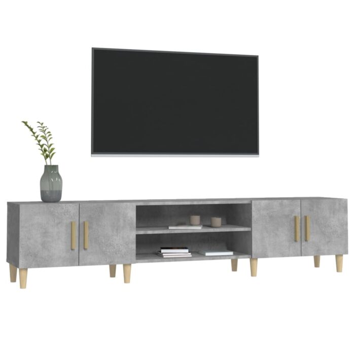 Meuble TV gris béton 180x31,5x40 cm bois d'ingénierie – Image 2