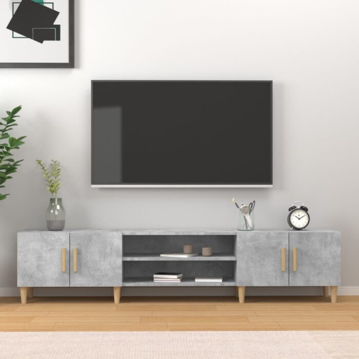 Meuble TV gris béton 180x31,5x40 cm bois d'ingénierie – Image 1