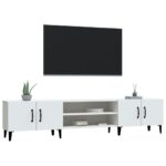Meuble TV blanc 180x31,5x40 cm bois d'ingénierie – Image 2