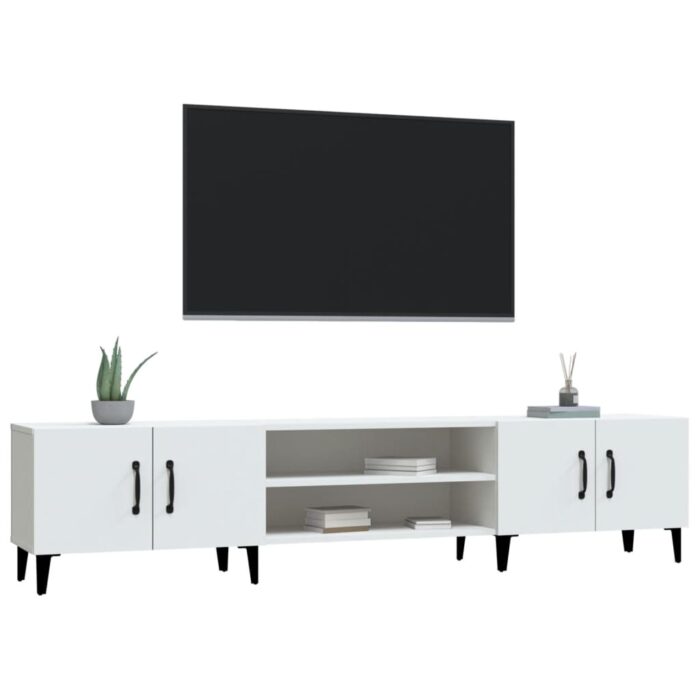 Meuble TV blanc 180x31,5x40 cm bois d'ingénierie – Image 2