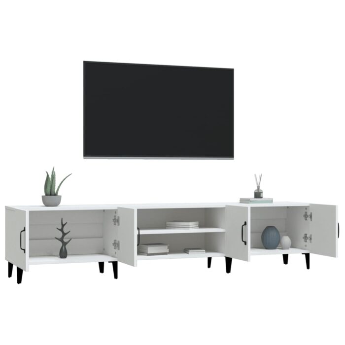 Meuble TV blanc 180x31,5x40 cm bois d'ingénierie – Image 3