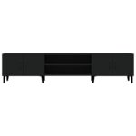 Meuble TV noir 180x31,5x40 cm bois d'ingénierie – Image 4