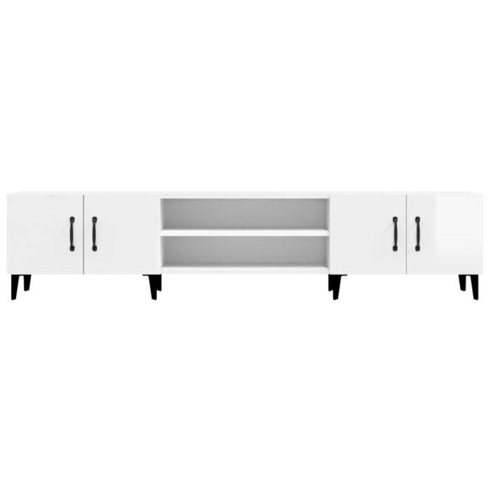 Meuble TV blanc brillant 180x31,5x40 cm bois d'ingénierie – Image 4