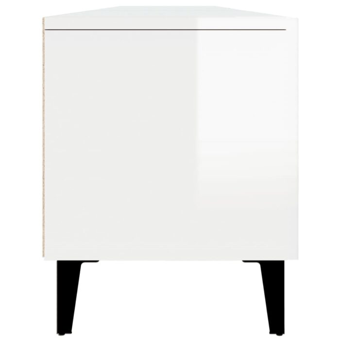 Meuble TV blanc brillant 180x31,5x40 cm bois d'ingénierie – Image 6
