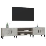 Meuble TV gris béton 180x31,5x40 cm bois d'ingénierie – Image 2
