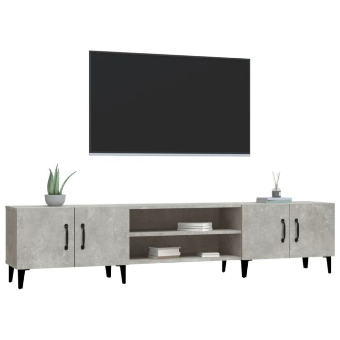 Meuble TV gris béton 180x31,5x40 cm bois d'ingénierie – Image 2