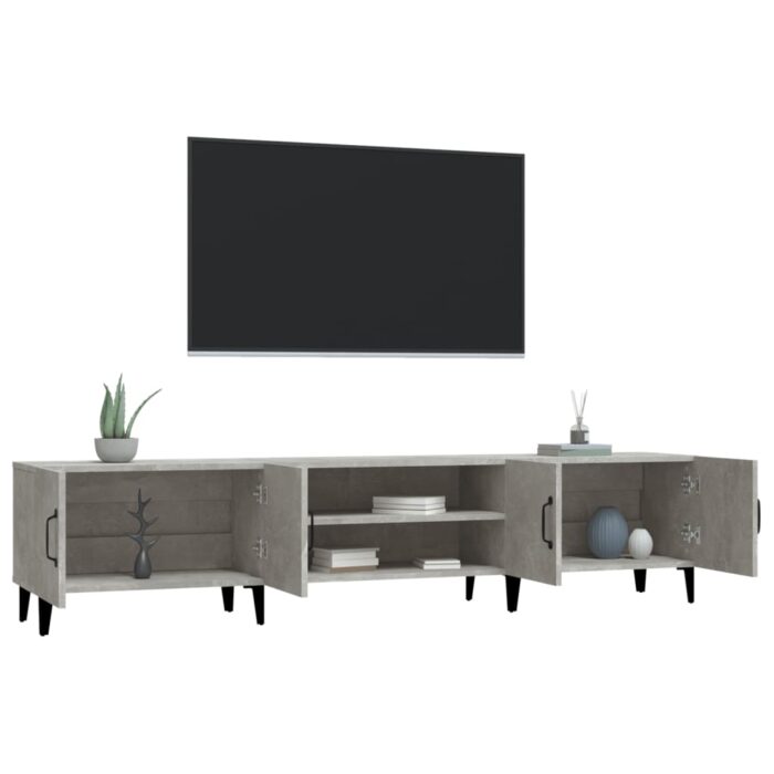 Meuble TV gris béton 180x31,5x40 cm bois d'ingénierie – Image 3