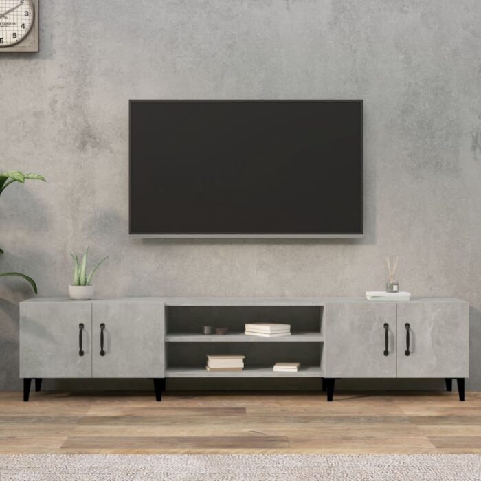 Meuble TV gris béton 180x31,5x40 cm bois d'ingénierie – Image 1