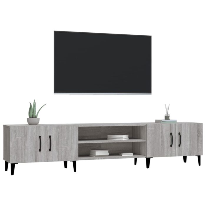 Meuble TV sonoma gris 180x31,5x40 cm bois d'ingénierie – Image 2