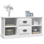 Meuble TV blanc 99,5x35,5x48 cm bois d'ingénierie – Image 2