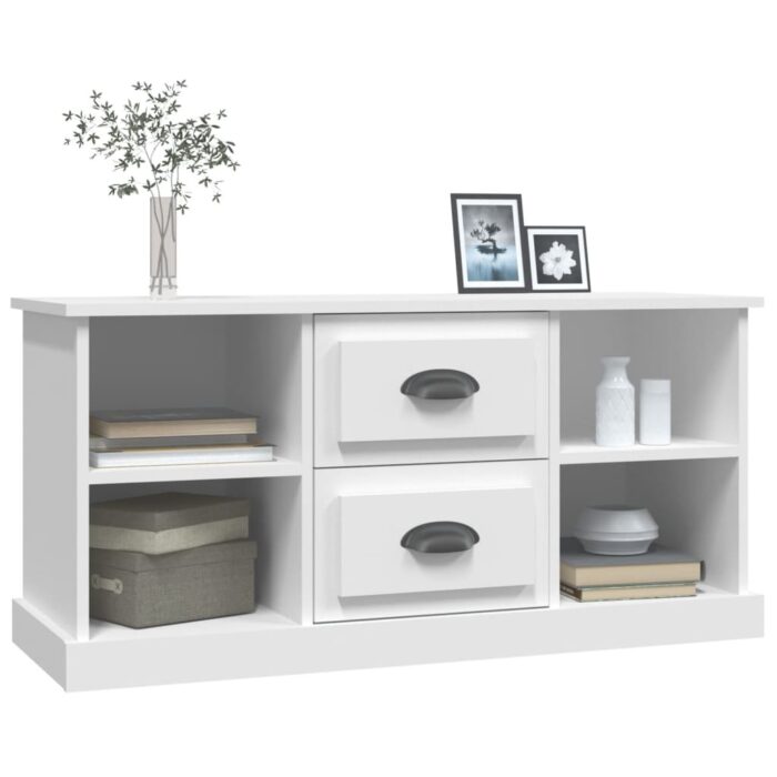 Meuble TV blanc 99,5x35,5x48 cm bois d'ingénierie – Image 2