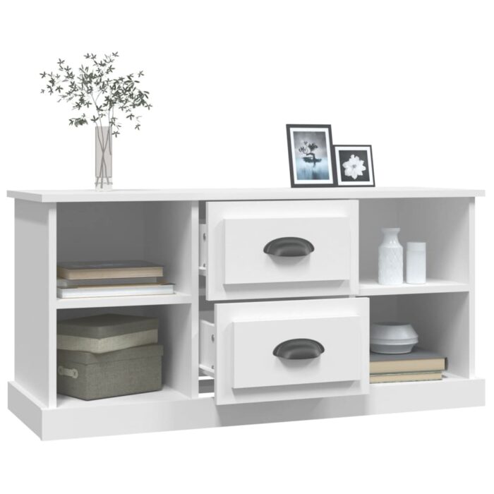 Meuble TV blanc 99,5x35,5x48 cm bois d'ingénierie – Image 3