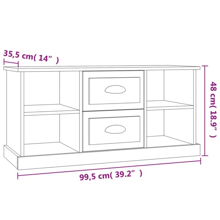 Meuble TV blanc 99,5x35,5x48 cm bois d'ingénierie – Image 7