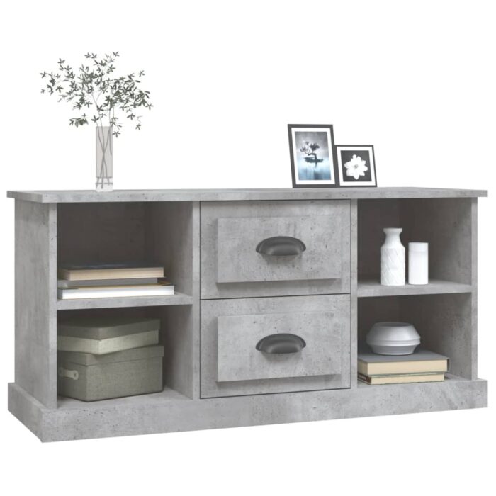 Meuble TV gris béton 99,5x35,5x48 cm bois d'ingénierie – Image 2