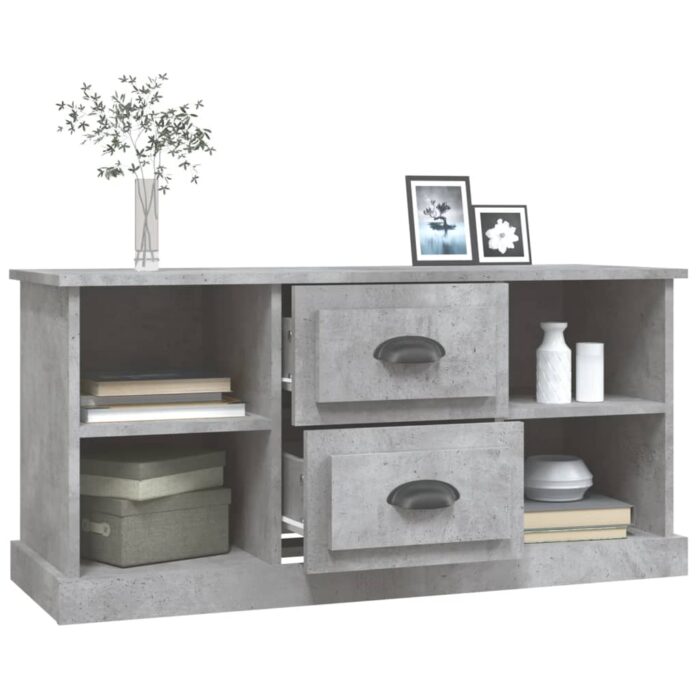 Meuble TV gris béton 99,5x35,5x48 cm bois d'ingénierie – Image 3