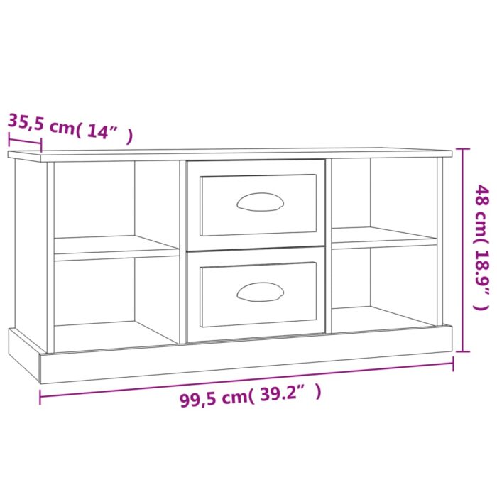 Meuble TV gris béton 99,5x35,5x48 cm bois d'ingénierie – Image 7