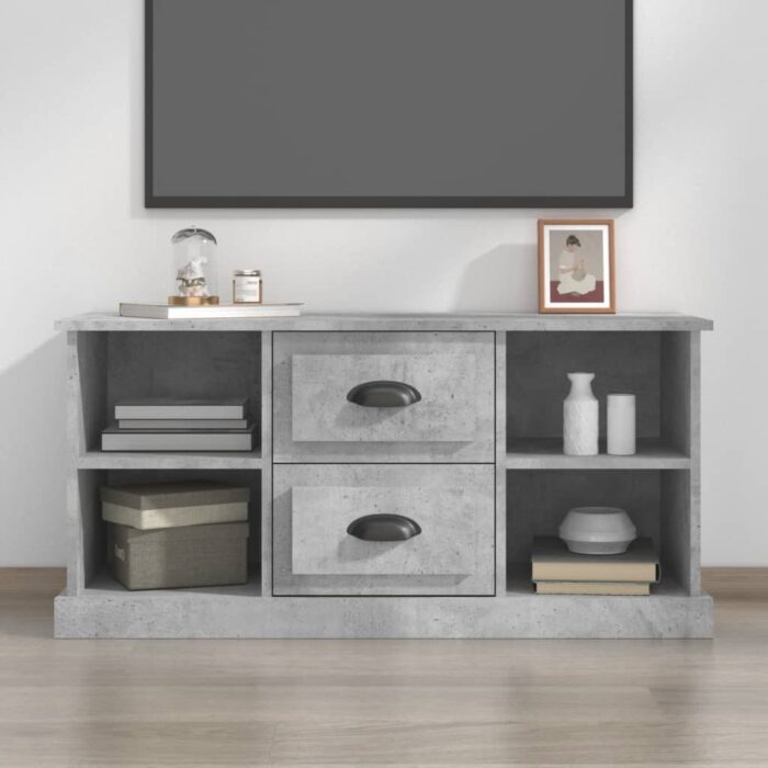 Meuble TV gris béton 99,5x35,5x48 cm bois d'ingénierie – Image 1