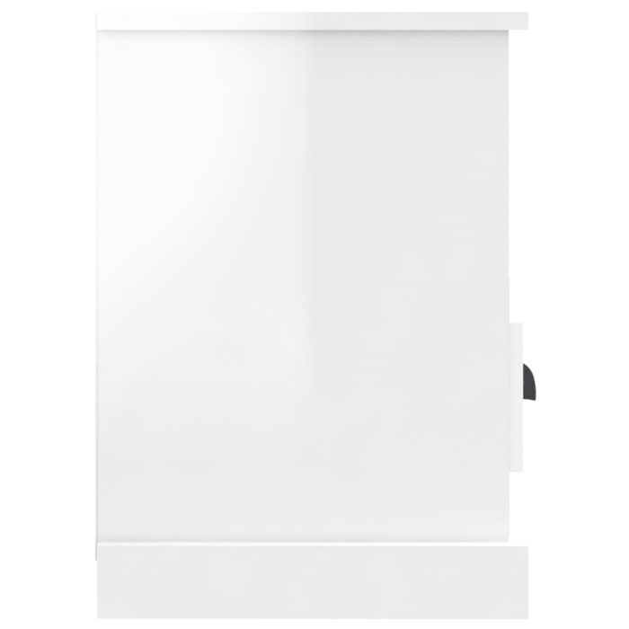 Meuble TV blanc brillant 80x35x50 cm bois d'ingénierie – Image 5