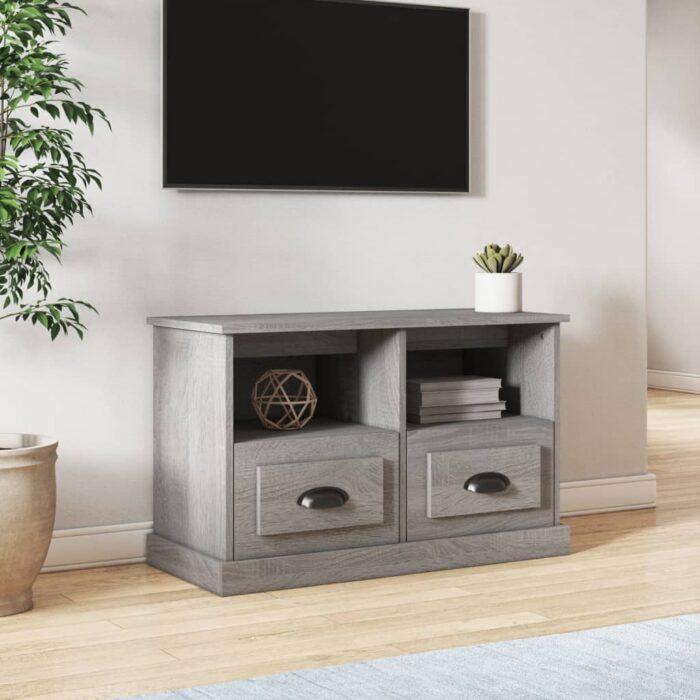 Meuble TV sonoma gris 80x35x50 cm bois d'ingénierie – Image 1