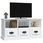 Meuble TV blanc 100x35x50 cm bois d'ingénierie – Image 2