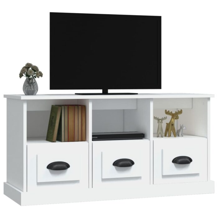 Meuble TV blanc 100x35x50 cm bois d'ingénierie – Image 2