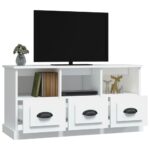 Meuble TV blanc 100x35x50 cm bois d'ingénierie – Image 3