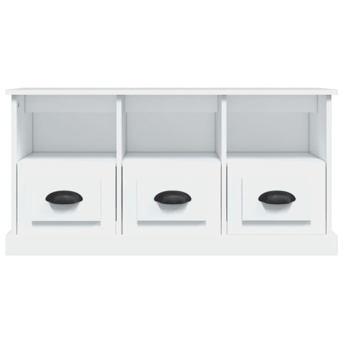 Meuble TV blanc 100x35x50 cm bois d'ingénierie – Image 4