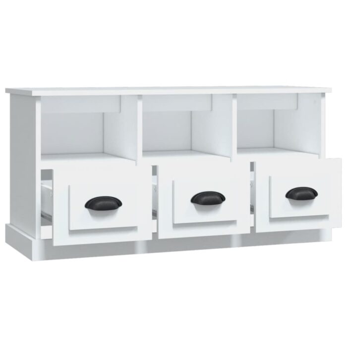 Meuble TV blanc 100x35x50 cm bois d'ingénierie – Image 5