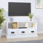 Meuble TV blanc 100x35x50 cm bois d'ingénierie