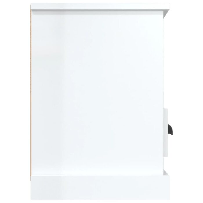 Meuble TV blanc brillant 100x35x50 cm bois d'ingénierie – Image 6