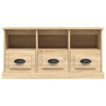 Meuble TV chêne sonoma 100x35x50 cm bois d'ingénierie – Image 4