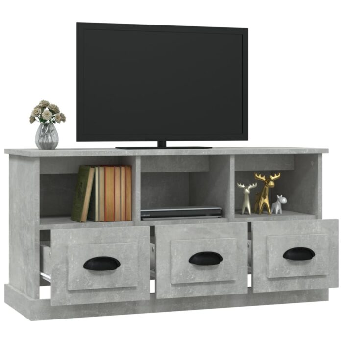 Meuble TV gris béton 100x35x50 cm bois d'ingénierie – Image 3