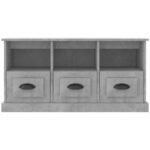 Meuble TV gris béton 100x35x50 cm bois d'ingénierie – Image 4