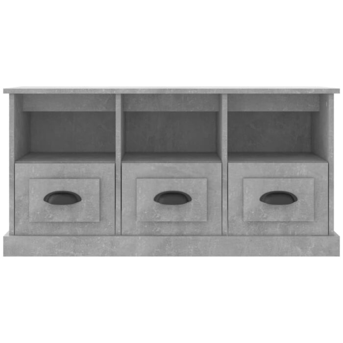 Meuble TV gris béton 100x35x50 cm bois d'ingénierie – Image 4