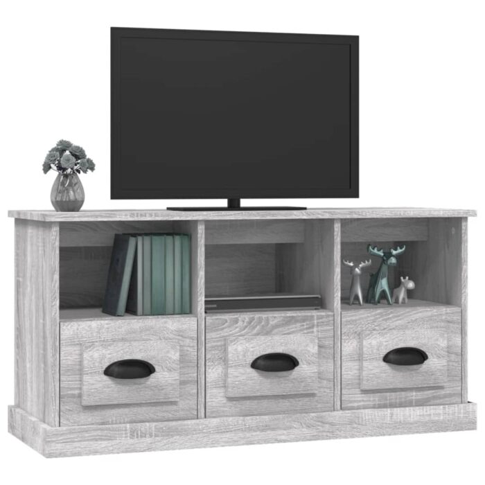 Meuble TV sonoma gris 100x35x50 cm bois d'ingénierie – Image 2