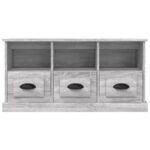 Meuble TV sonoma gris 100x35x50 cm bois d'ingénierie – Image 4