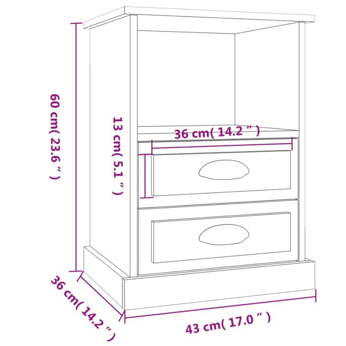 Tables de chevet 2 pcs blanc 43x36x60 cm – Image 9