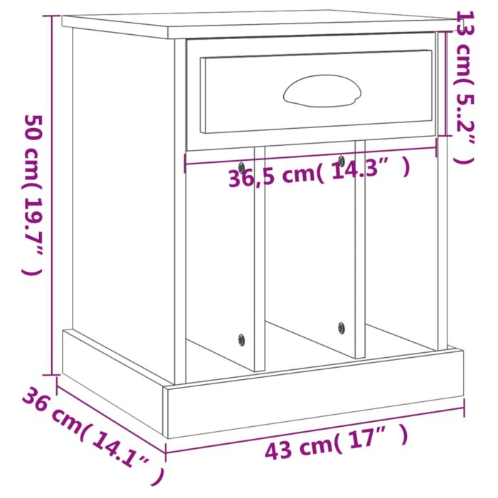 Tables de chevet 2 pcs noir 43x36x50 cm – Image 9