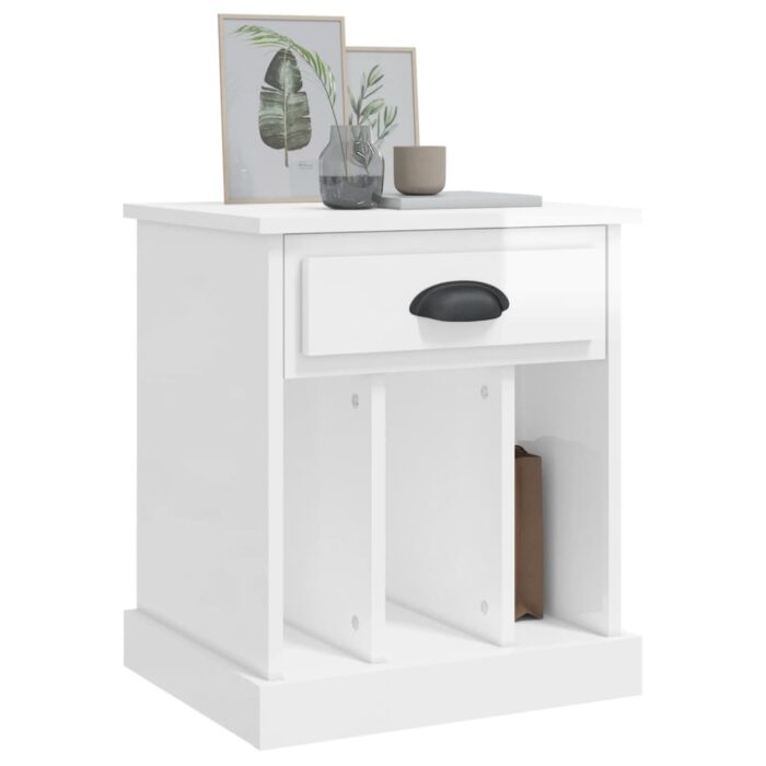 Tables de chevet 2 pcs blanc brillant 43x36x50 cm – Image 2