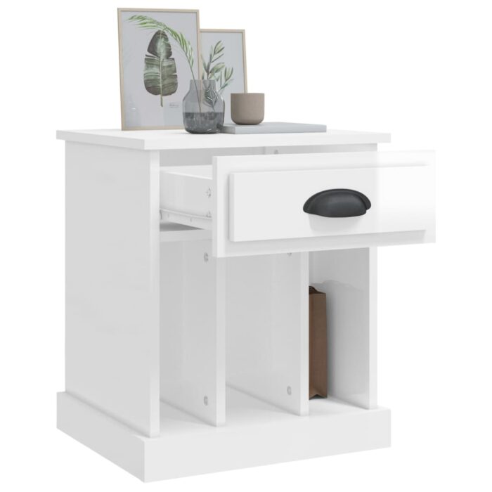 Tables de chevet 2 pcs blanc brillant 43x36x50 cm – Image 3