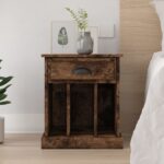 Table de chevet chêne fumé 43x36x50 cm