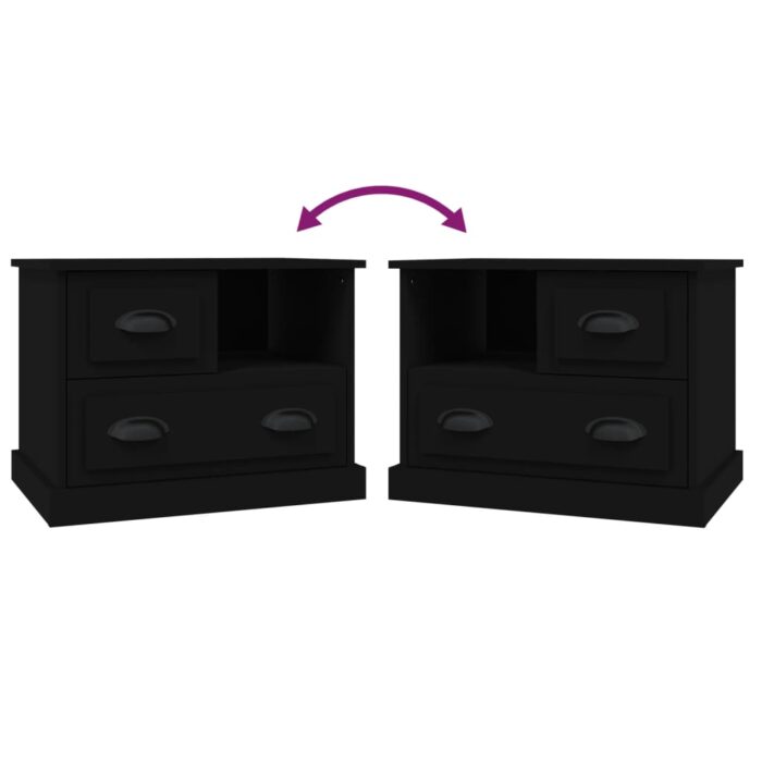 Table de chevet noir 60x39x45 cm – Image 7