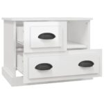 Table de chevet blanc brillant 60x39x45 cm – Image 4