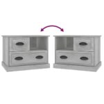 Table de chevet gris béton 60x39x45 cm – Image 7