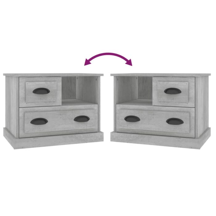 Table de chevet gris béton 60x39x45 cm – Image 7