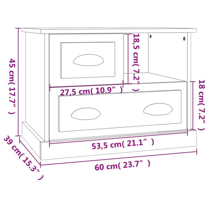 Table de chevet gris béton 60x39x45 cm – Image 9