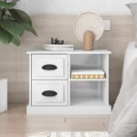 Table de chevet blanc brillant 60x35,5x45 cm