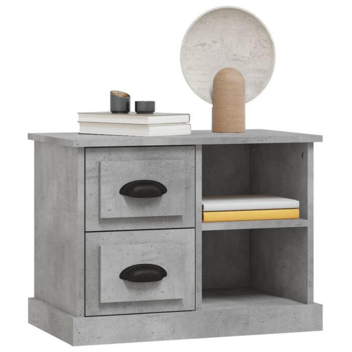 Table de chevet gris béton 60x35,5x45 cm – Image 2