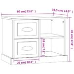 Table de chevet gris béton 60x35,5x45 cm – Image 8